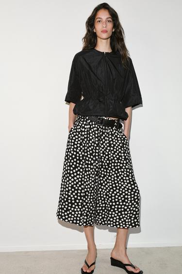 CULOTTES WITH BELT AND DOTS - Black / White by Zara