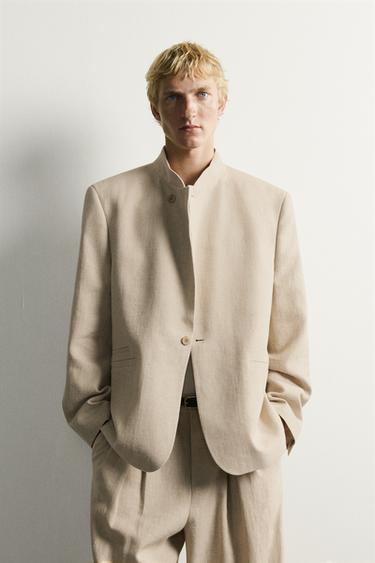 AMERICANA SOLAPA ENCREUADA DE VESTIT RELAXED FIT - Beix clar de Zara