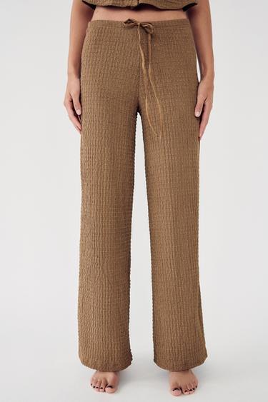 PANTALON DROIT STRUCTURÉ - Marron de Zara - Image 1