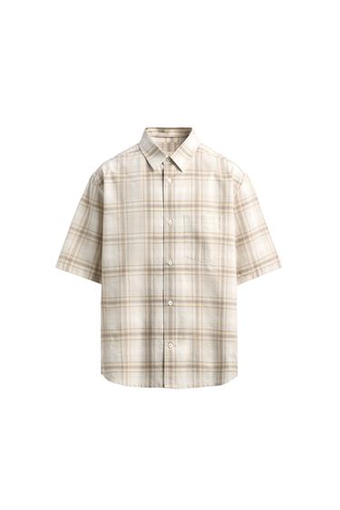 REGULAR FIT CHECK SHIRT - Sand by Zara