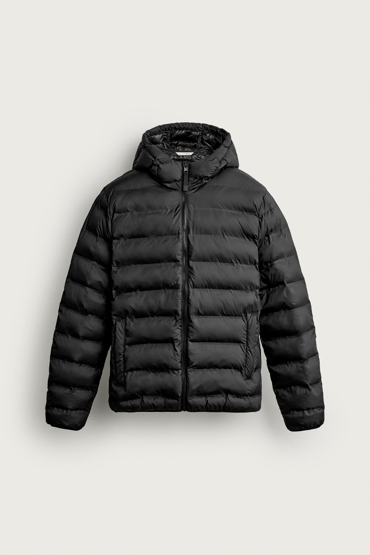 Мужская куртка Zara Water-Repellent Lightweight Quilted, цвет: Чёрный — фото 7