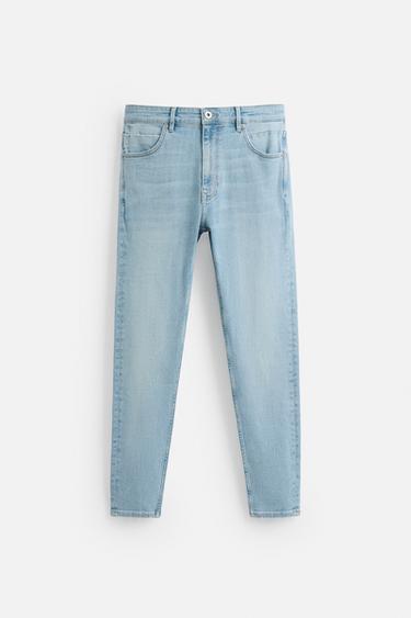CROPPED SKINNY FIT JEANS - Light blue by Zara