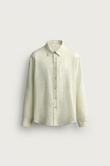 TEXTURED FLUID SHIRT — Light green 1