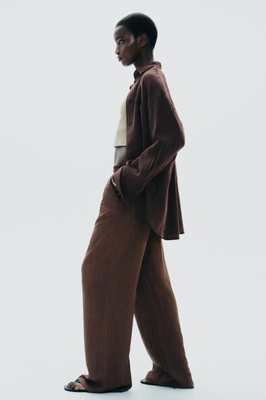 PANTALON STRUCTURÉ - Marron chocolat de Zara - Image 4
