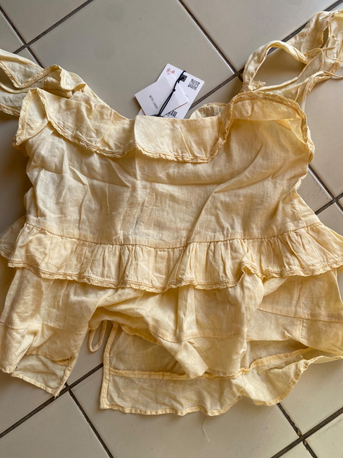 RUFFLED LACE LINEN BLEND TOP - Image 4