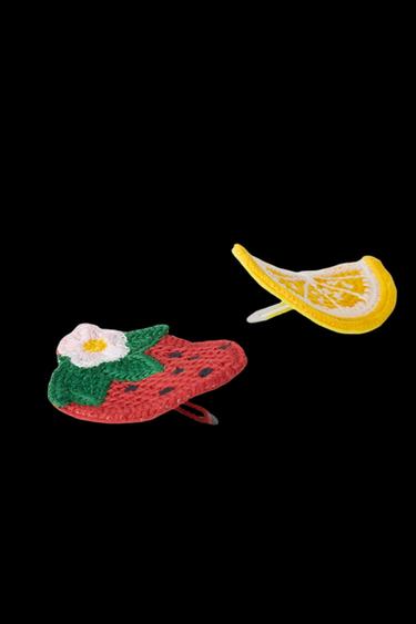 TWO-PACK OF CROCHET FRUIT HAIR CLIPS - Red by Zara