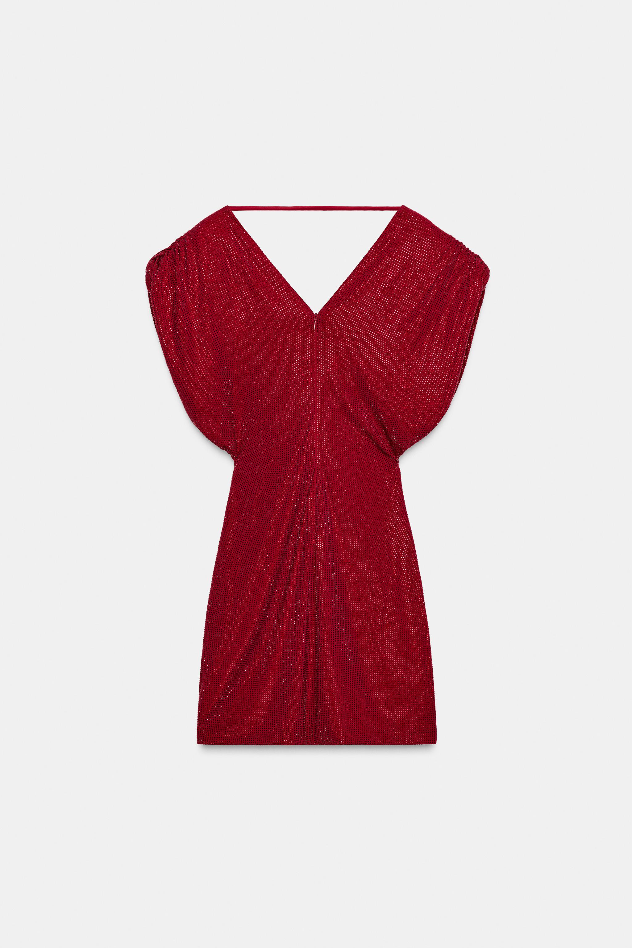 SHORT DRESS WITH RHINESTONE SHOULDER PADS