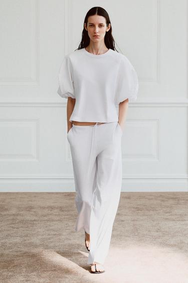 COMBINED PUFF SLEEVE T-SHIRT - White by Zara - Image 0