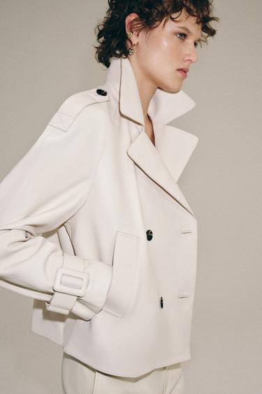 Zara ZW COLLECTION LIMITED EDITION LEATHER JACKET - Ecru