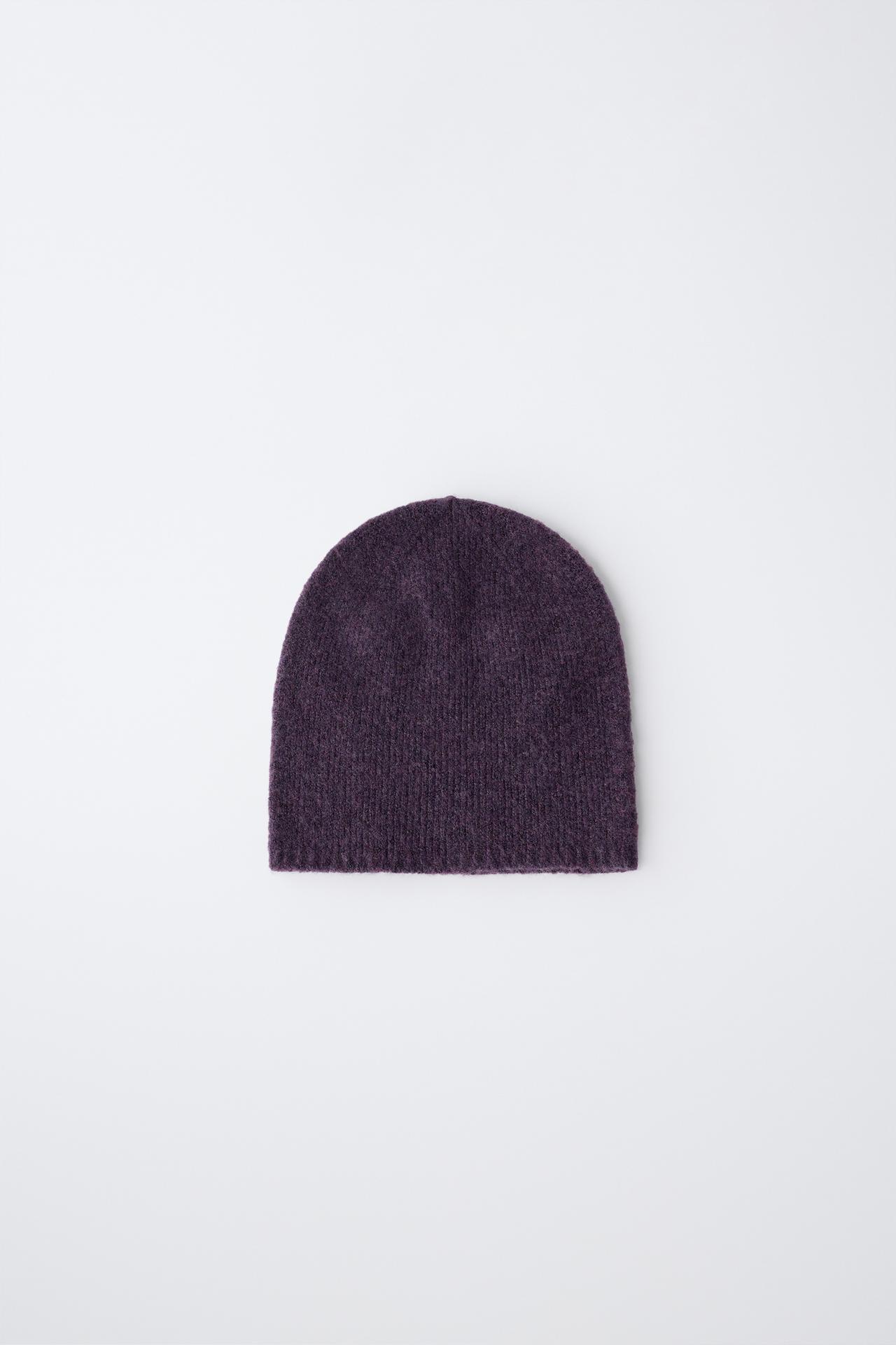 FINE-KNIT BEANIE — Dark purple