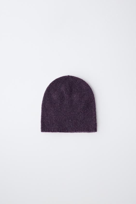 FINE KNIT BEANIE - Dark purple by Zara - Image 0