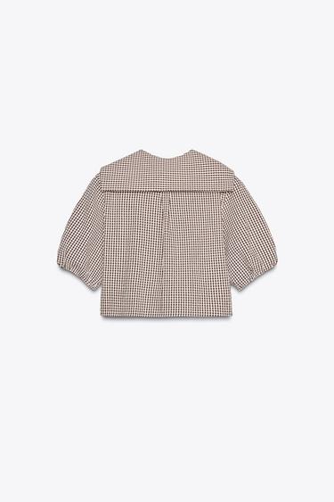 GINGHAM SHIRT WITH PETER PAN COLLAR - Khaki by Zara - Image 5