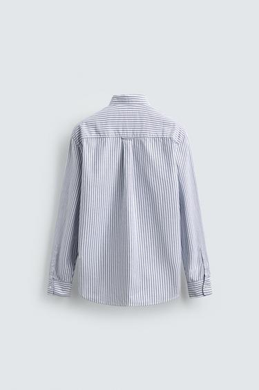 Zara REGULAR FIT OXFORD SHIRT - White / Sky blue