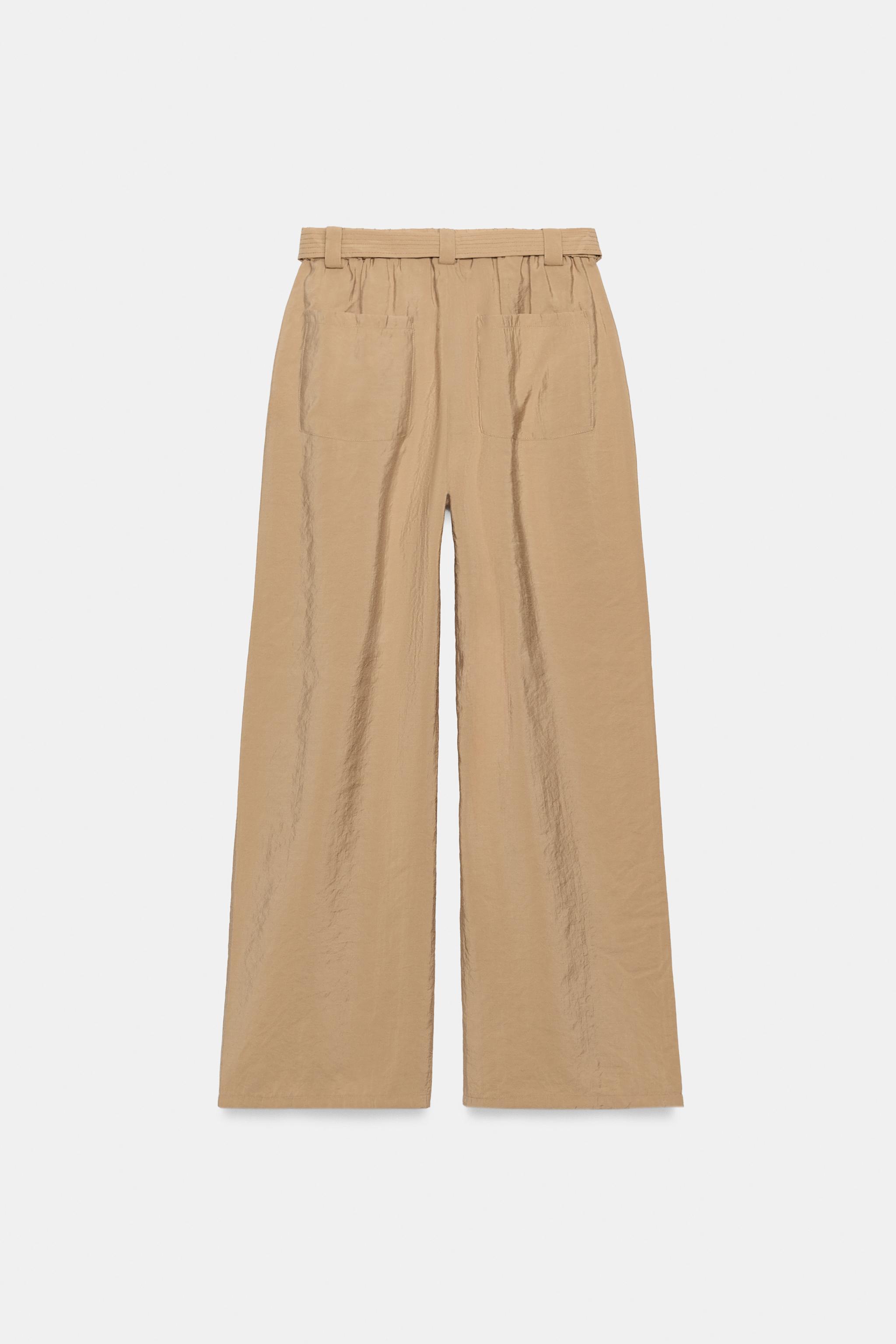 Женские брюки Zara STRAIGHT LEG PANTS WITH BELT — фото 8