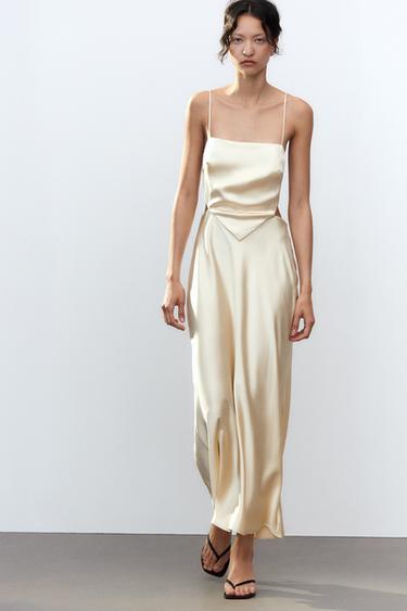 SATIN COWL NECK DRESS - Vanilla by Zara