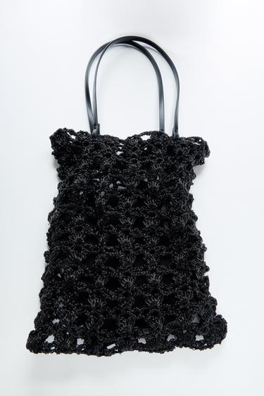 Zara CROCHET MINI TOTE - Black