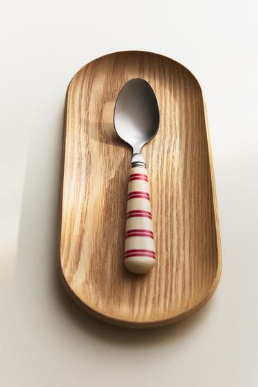 OVAL WOODEN TRAY - Light beige by Zara