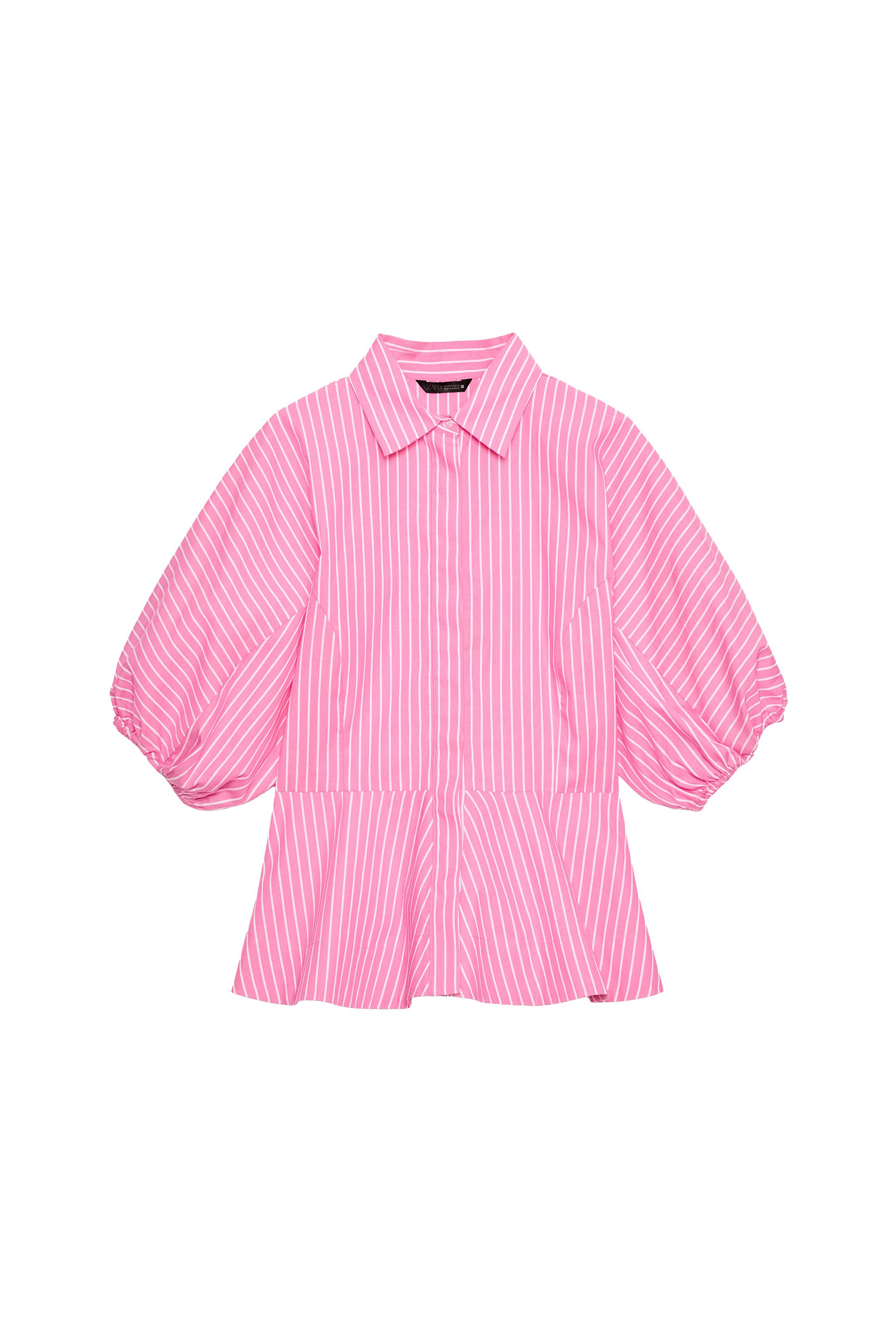 STRIPED POPLIN SHIRT - Pink | ZARA United States
