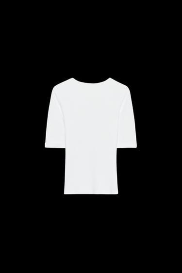 CAMISETA ALGODÓN LAVADA - Blanco de Zara
