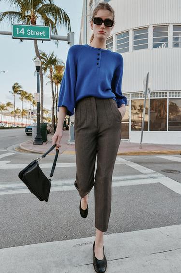 PANTALÓN TIRO ALTO - marrón vigoré de Zara