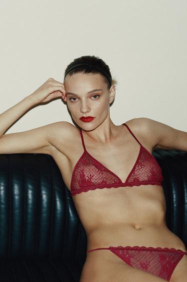 TANGA ENCAJE - Granate de Zara