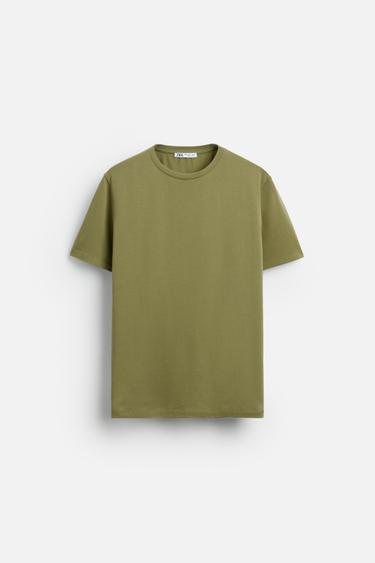 BASIC SLIM FIT T-SHIRT - Khaki by Zara