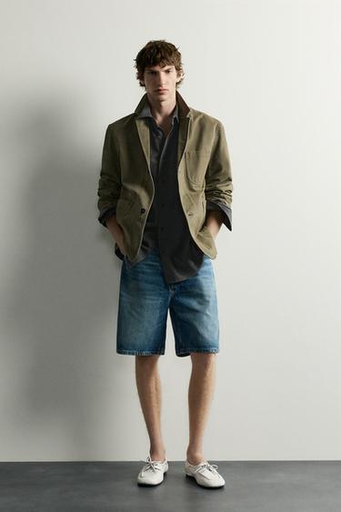 STRAIGHT-LEG DENIM BERMUDA SHORTS - Blue by Zara