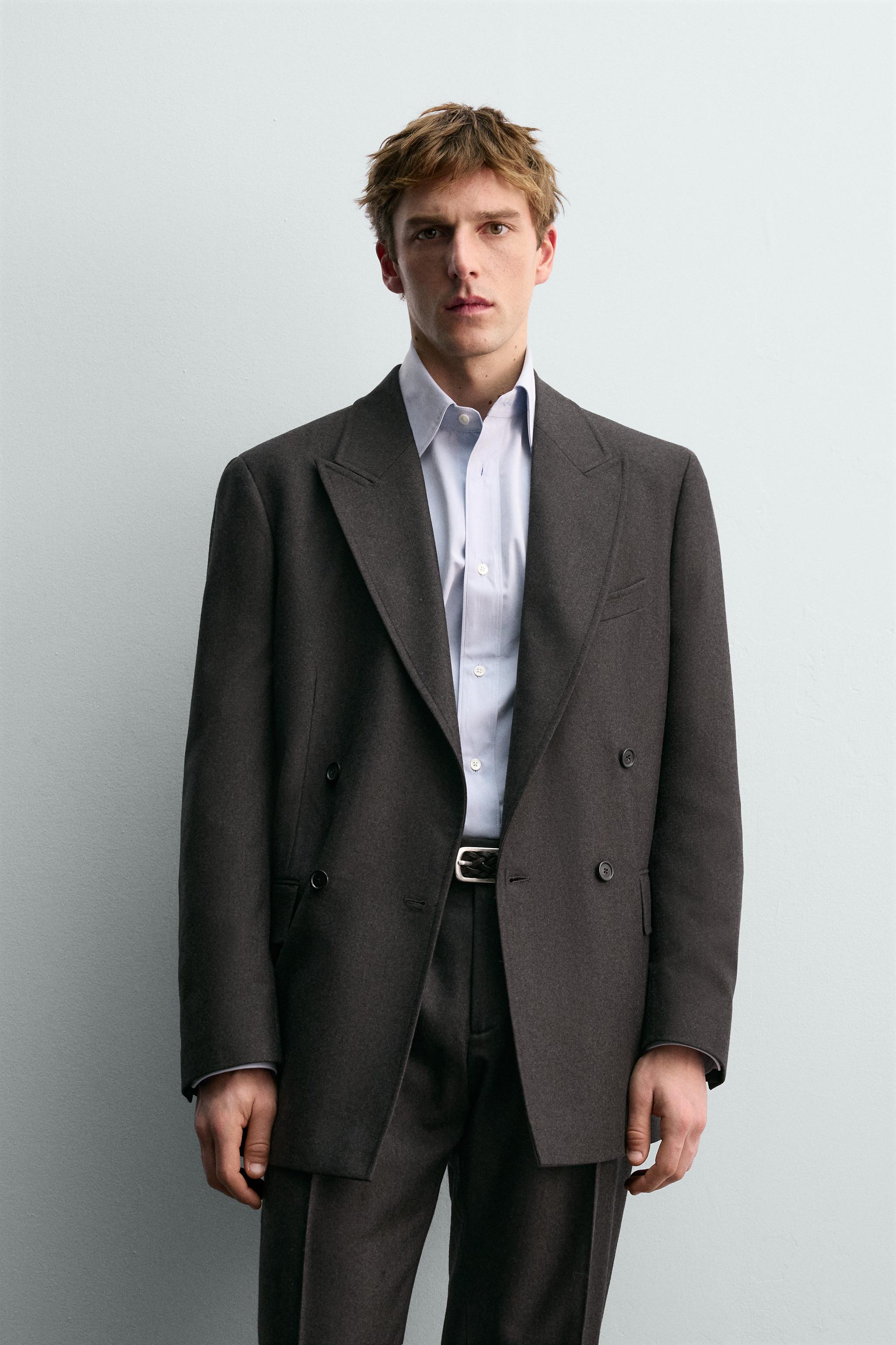 DOUBLE BREASTED WOOL SUIT BLAZER AARON LEVINE X ZARA