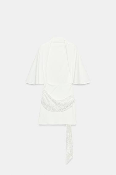 CONTRAST sequin MINI DRESS - White by Zara - Image 5
