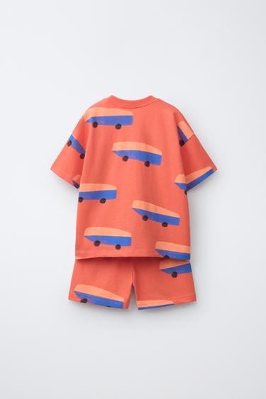 ENSEMBLE JOGGING T-SHIRT ET BERMUDA - Corail rouge de Zara - Image 1
