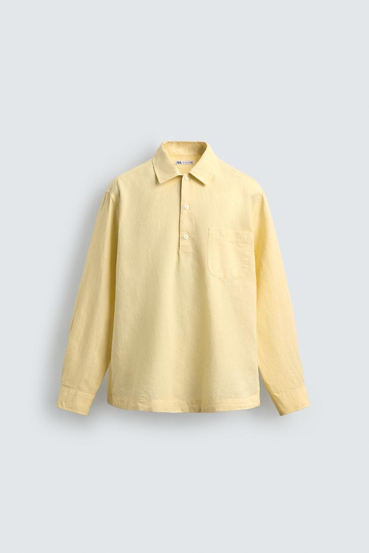 ZARA LINEN/COTTON POLO SHIRT