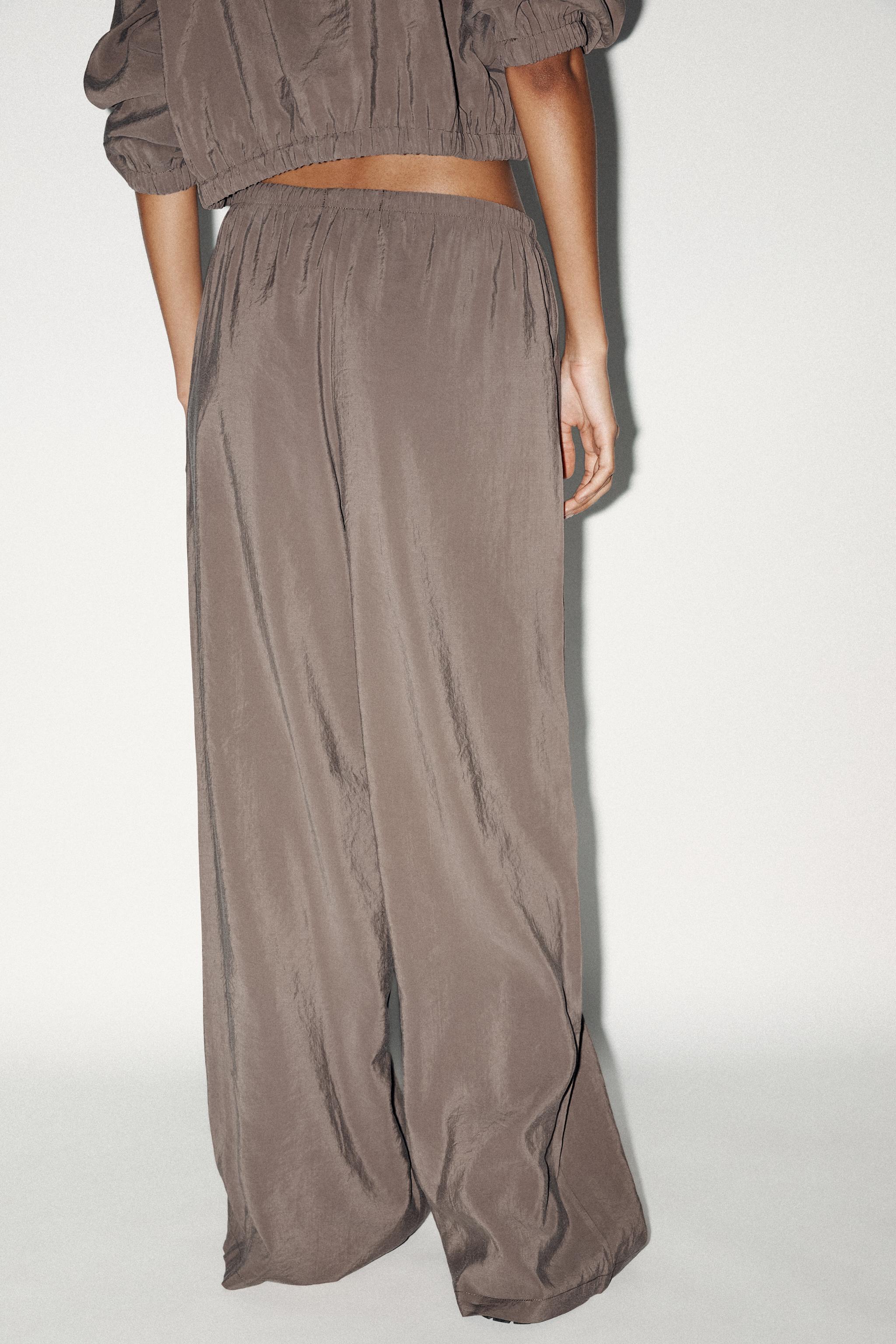 パンツ SOL GuruGuruSweatpants Brown XL FLOWY PALAZZO PANTS - Chocolate brown | ZARA United States