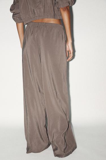 PANTALON PALAZZO FLUIDE - Marron chocolat de Zara - Image 4