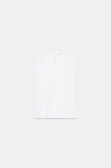 TOP SATINÉ CACHE-CŒUR - Blanc de Zara - Image 2