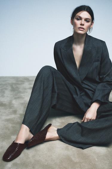 Zara LIMITED EDITION LEATHER MULES - Chocolate Brown