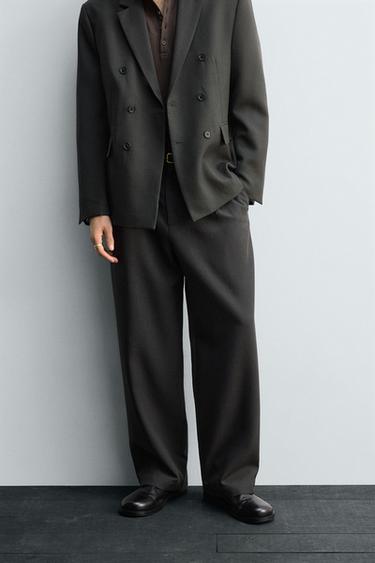 LIMITED EDITION 100% WOOL SUIT TROUSERS - Green / Blue by Zara