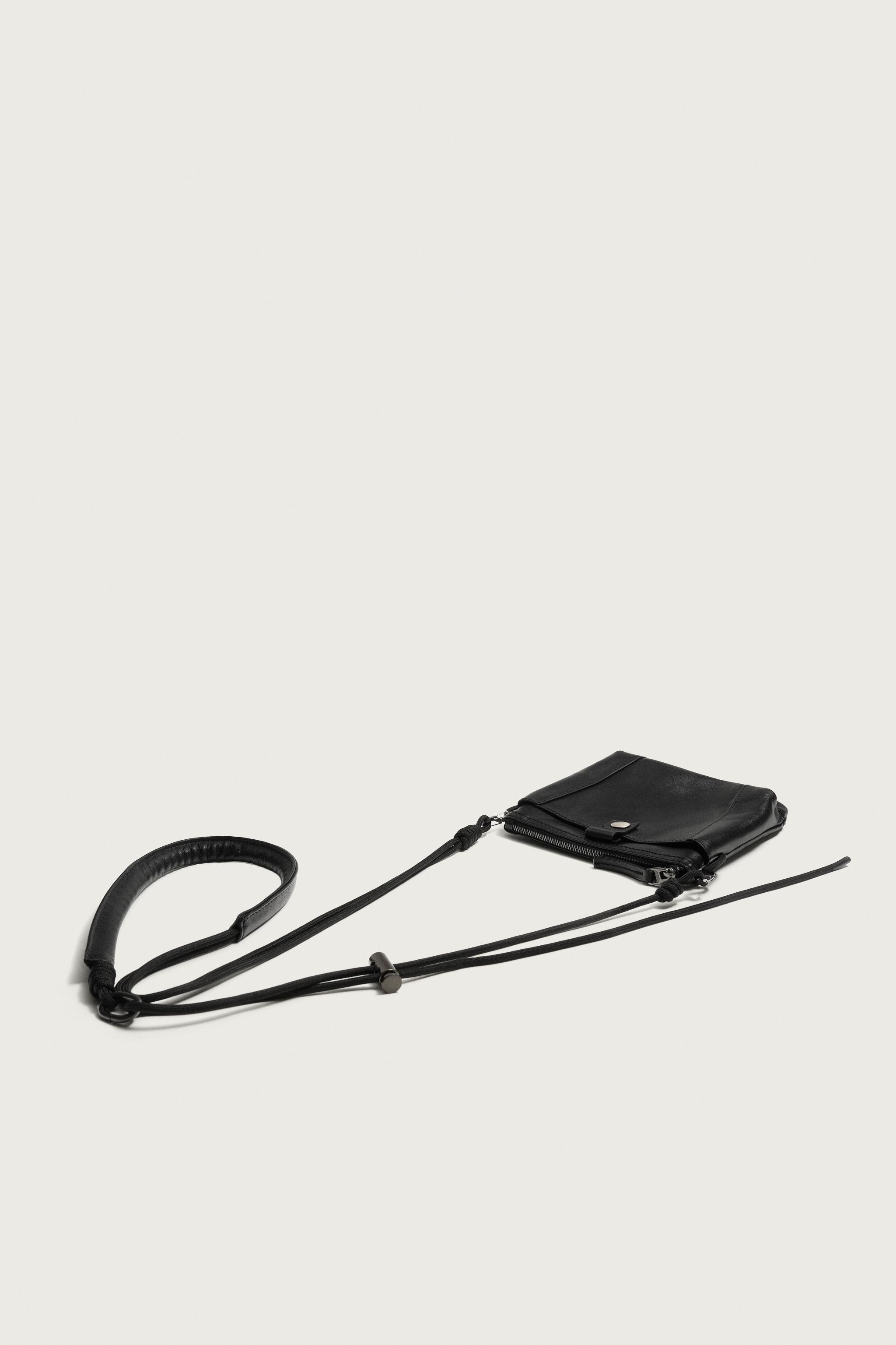 AARON LEVINE X ZARA LEATHER CROSSBODY BAG — Black