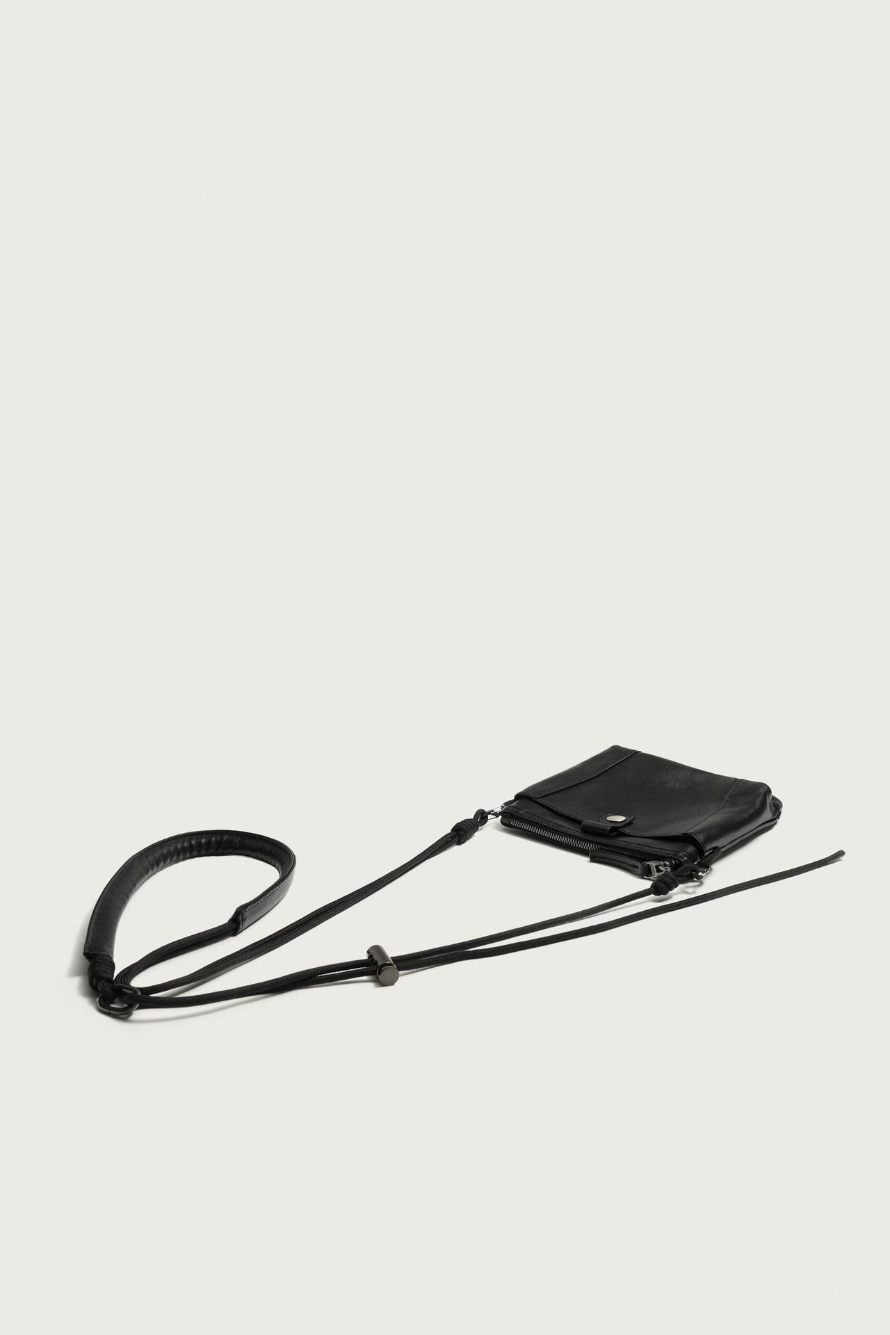 AARON LEVINE X ZARA LEATHER CROSSBODY BAG — Black