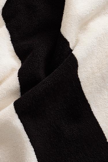 COTTON BEACH TOWEL WITH WIDE STRIPES - Ecru / Brown by Zara - Image 4