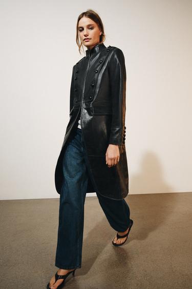 ZW COLLECTION 100% LEATHER BIB JACKET - Black by Zara