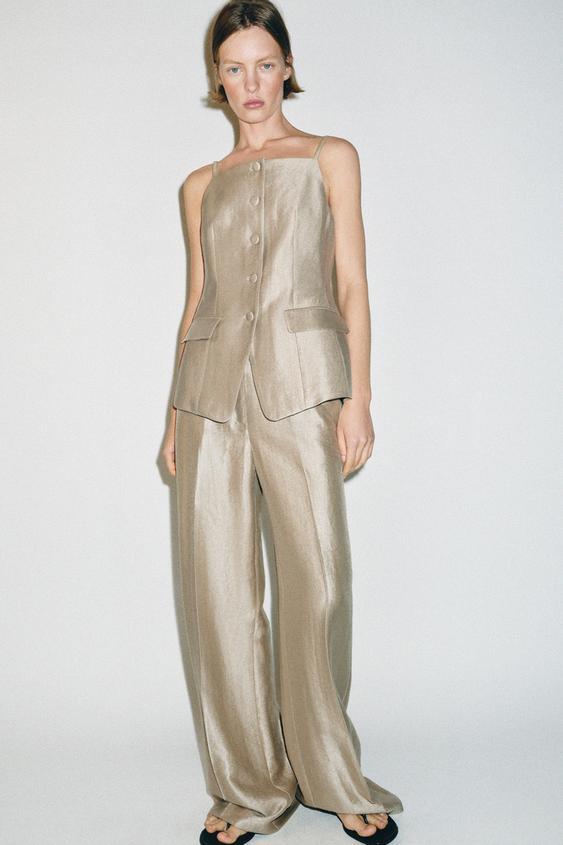 HIGH-WAISTED STRAIGHT LEG PANTS