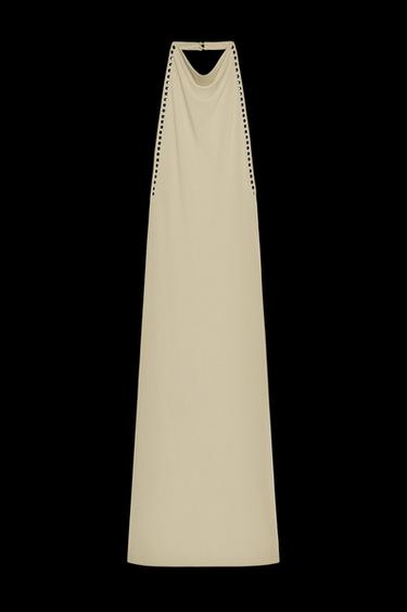 Zara STUDDED HALTER DRESS - Gray green - Image 0