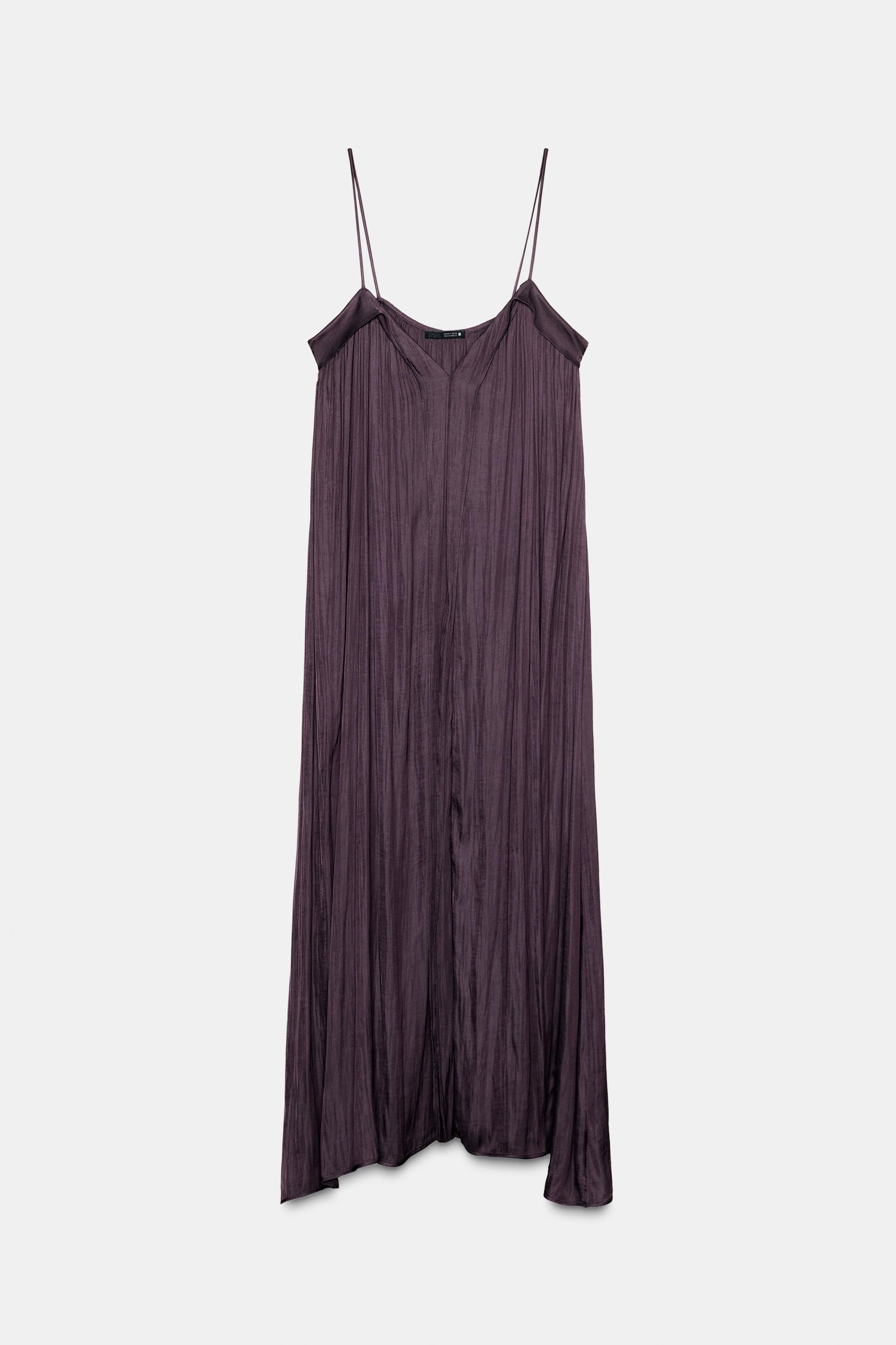 VESTIDO MIDI ACETINADO COM ALÇAS - Verde | ZARA Brasil