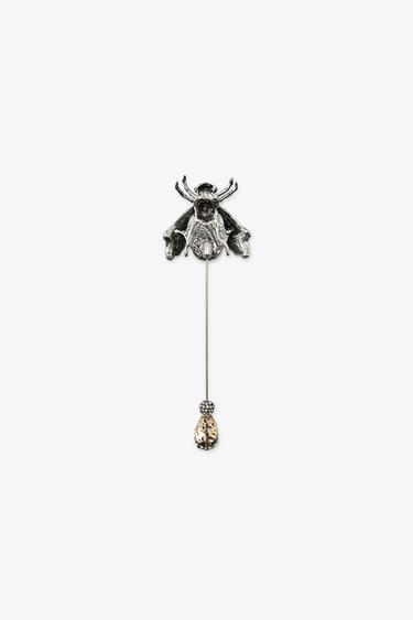 MAXI METAL BEE BROOCH WITH RHINESTONES - Silver by Zara - Image 3