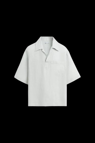 POLOHEMD AUS 100 % LEINEN - Hellgrau von Zara