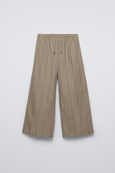 STRIPED LINEN-BLEND WIDE-LEG TROUSERS - striped by Zara - Image 0