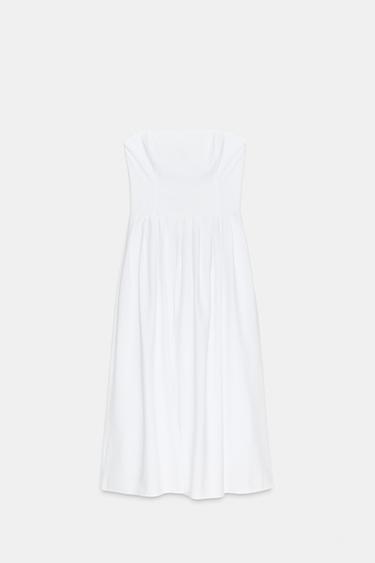 VESTIDO PALABRA DE HONOR - Blanco roto de Zara - Imagen 0