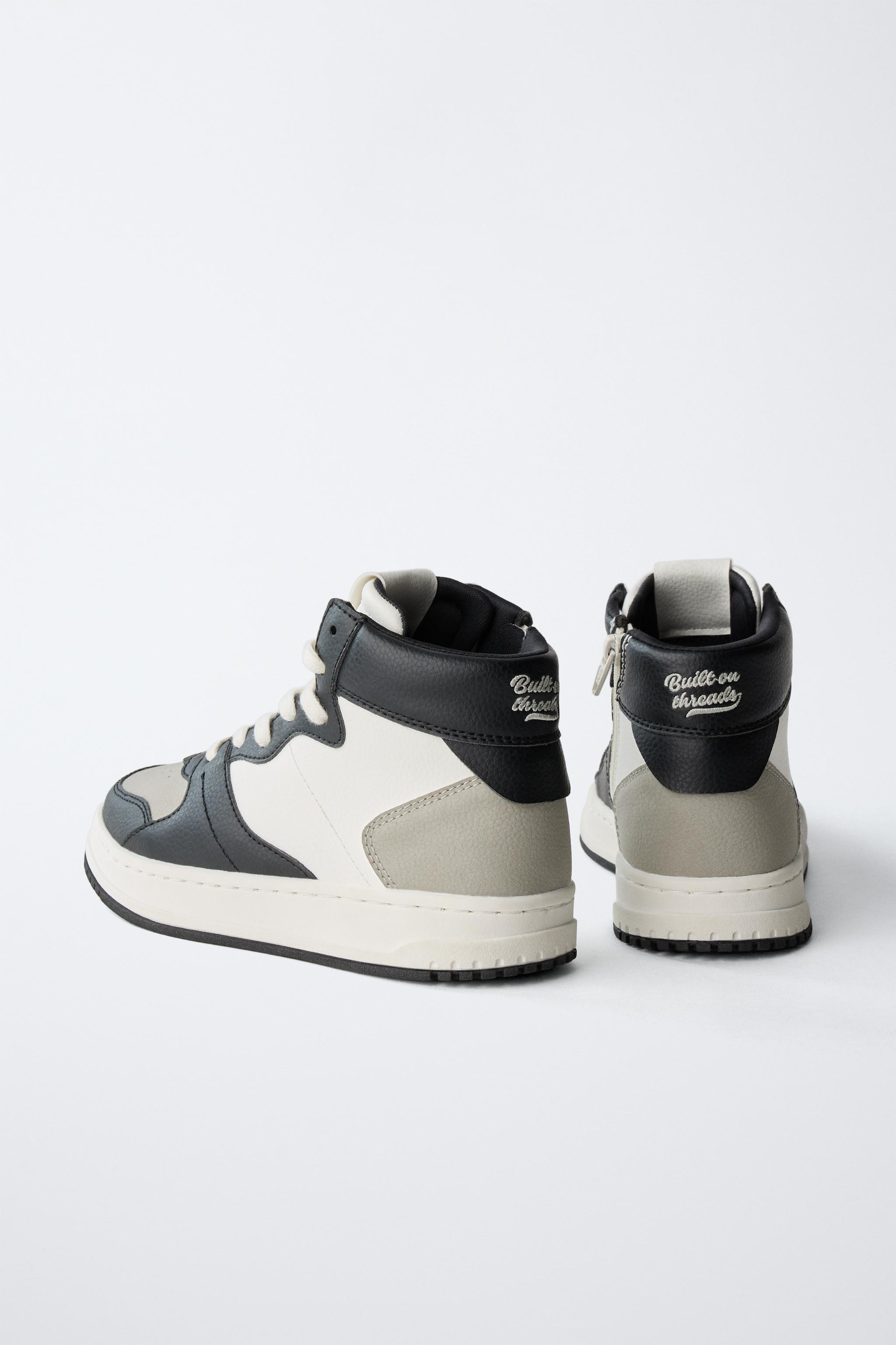CONTRAST HIGH-TOP SNEAKERS - Gray | ZARA United States