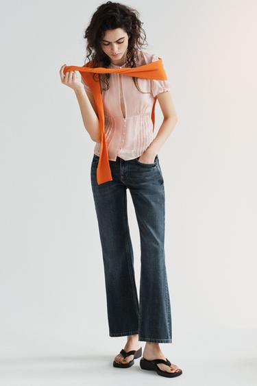 TOP GJYSMËTRANSPARENT GEORGETTE - Rozë pastel nga Zara