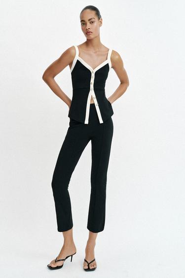 КОНТРАСТНЫЙ ТОП С ПУГОВИЦАМИ — ЧЕРНЫЙ от Zara — изображение 0